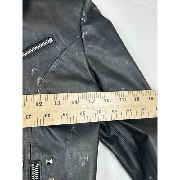 Wilson Leather Rocks Led Zeppelin Studded Biker Jacket M Distressed Punk Moto - Picture 4 of 16